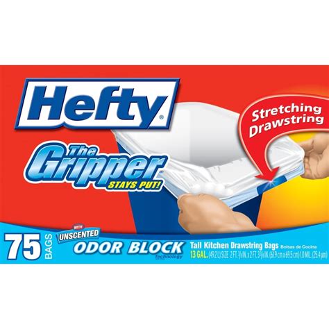 hefty gripper garbage bags.